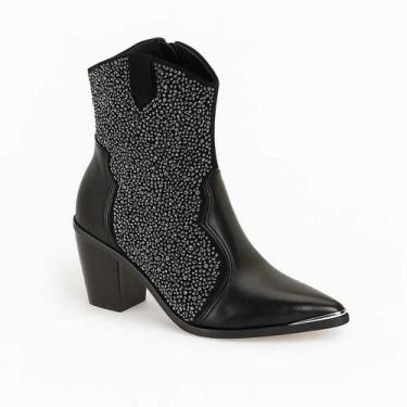 Imagem de Bota Feminina Western Vizzano com Pedraria Preto, 36