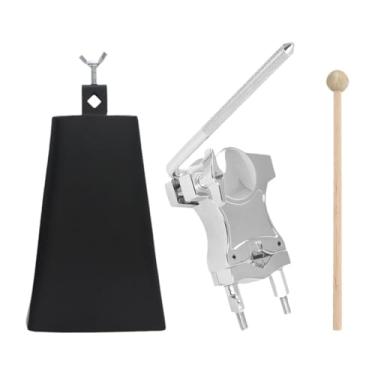 Imagem de Colaxi Sino de vaca com braçadeira, suporte de metal, acessório para pedal de bateria, ajustável para bateria, suporte de percussão de 6", a Set