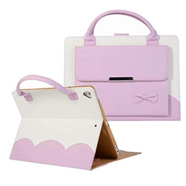 Imagem de Linda capa para iPad 9ª/8ª/7ª geração - capa de couro para bolsa inteligente com alça de mão para meninas e crianças para iPad de 10,2 polegadas 9/8/7 geração (rosa)