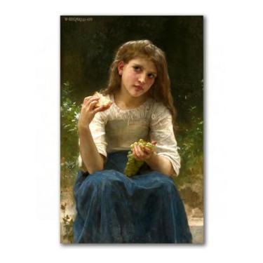 Imagem de LXURY Bouguereau. O lanche. Reprodução de pinturas famosas. Arte de parede em tela. Pôsteres e impressões. Imagem para decoração de casa 60 x 96 cm sem moldura