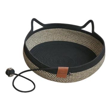 Imagem de IEUDNS Cama de gato feita à mão, cesta, rede com design de orelha de gato, tapete arranhador para apartamento, terraço, dormitório, M