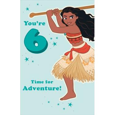 Imagem de Disney Princess Moana Cartão de felicitações de aniversário de 6 anos para meninas, Disney Princesa Moana 6 anos feliz cartão de aniversário para sobrinha/neta/filha/irmã, lindo cartão de aniversário