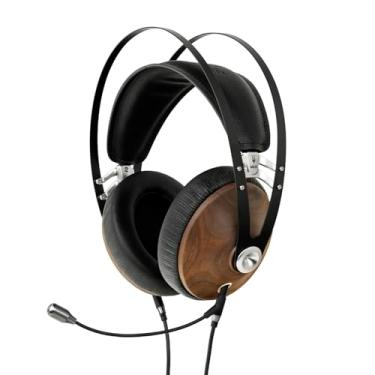 Imagem de MEZE AUDIO 99 Classics Walnut Silver & Boom Mic Headset, Fones De Ouvido Com Fio Com Microfone Boom E Faixa De Cabeça Autoajustável, Fone De Ouvido Fechado Para Jogos, Trabalho Remoto, Audiófilos