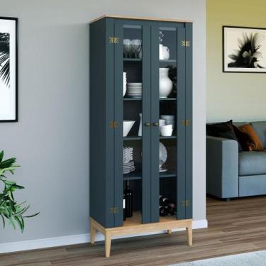 Imagem de Cristaleira Buffet 2 Portas Mel / Branco 180cm - Movel bento, Mel/Petr