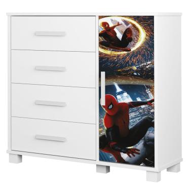 Imagem de Cômoda Infantil Para Quarto 80cm 4 Gavetas Herói Aranha Z53 - Mpozenato