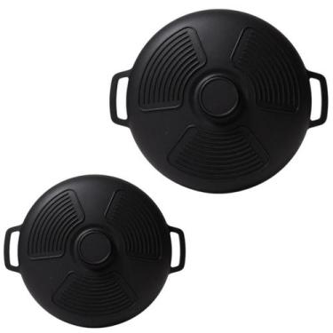 Imagem de Kit 2 Tampa De Panela Silicone Aliança Preta Pequena 19-23cm