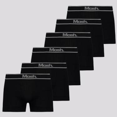 Imagem de Kit 6 Cuecas Boxer Mash Sem Costura Preta, G