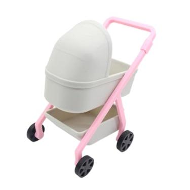 Imagem de YIJU Carrinho de bebê para casa de bonecas em escala 1/12, mini berço de bebê, boneca realista, carrinho de bebê, brinquedo para decoração de berço, Cinza