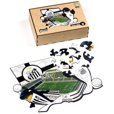 Imagem de Quebra-cabeça Santos FC Kids 50 Peças De Madeira - Puzi (Com Peças Especiais)