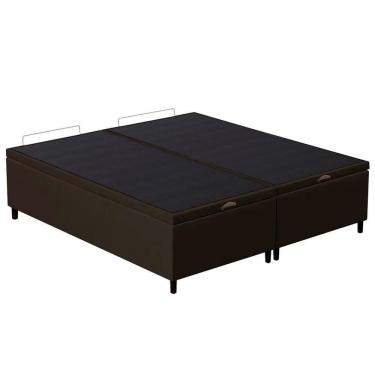 Imagem de Base Cama Box Baú Casal Queen 158cm Hit Z04 Suede Marrom - Mpozenato