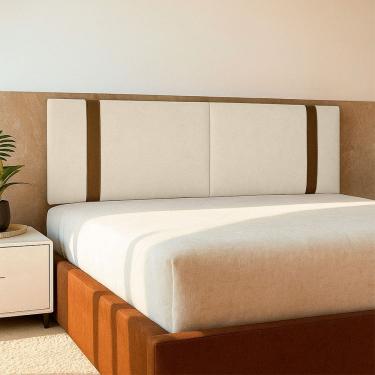 Imagem de Painel Suspenso Cabeceira Dobrável Pietro Para Cama Box Casal 140cm Boucle