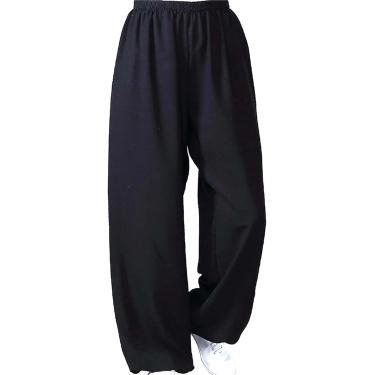 Imagem de Calças De Tai Chi Calças De Algodão Preto Qi Gong E Tai Chi Kung Fu Calças Masculinas Chinesas - Artes Marciais Tradicionais Longo Treino, Black, 3XL