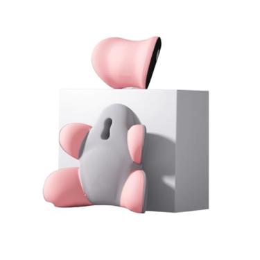 Imagem de Xiamenzcx Conjunto de 2 peças de almofada de apoio lombar para assento de carro - almofada traseira de espuma viscoelástica de design abraçado e travesseiro de pescoço para dirigir, escritório, alívio