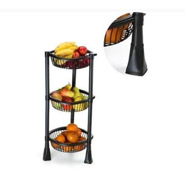 Imagem de Fruteira Organizadora 3 Andares Plastico Redondo Preto Casa
