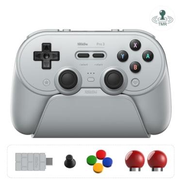Imagem de 8BitDo Pro 3 Bluetooth Controller for Switch/Switch 2, TMR Joysticks, Programmable Pro Back Buttons&R4/L4 Bumpers, Hall/Tactile Triggers, Swappable ABXY Buttons, for Windows,Apple,SteamOS,Android,Grey