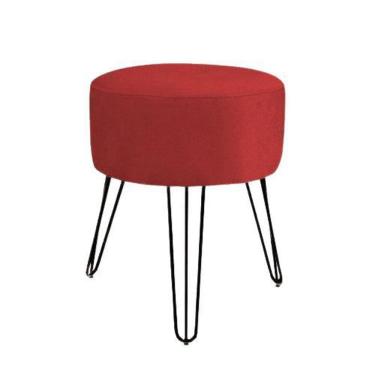 Imagem de Puff Puf Decorativo Vermelho De Luxo Pés Aramado