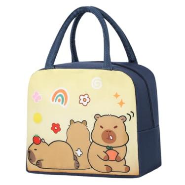 Imagem de Lancheira Capybara, lancheira isolada para crianças, linda bolsa capivara com alça, lancheira de desenho animado para escola, piquenique, viagens