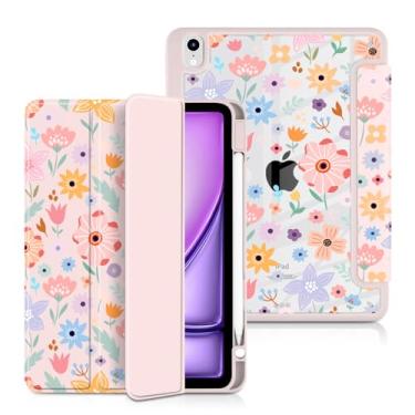 Imagem de Batianda Capa para iPad Air 33.0 cm 2025 (M3) 2024 M2 Chip [suporte de lápis embutido] Capa protetora à prova de choque com capa traseira transparente, amortecedor de TPU macio, hibernar/despertar