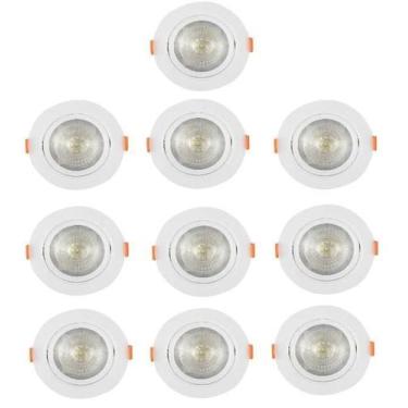 Imagem de Kit 10 Lâmpadas Led 5W Spot Redondo Embutir Bco Quente Biv - Tf