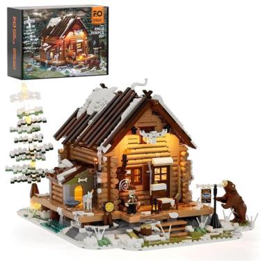 Imagem de Conjunto de tijolos de construção FUNWHOLE Hunting-Cabin com luz LED 2