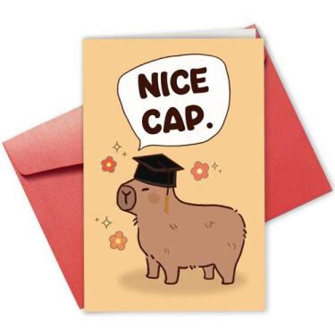 Imagem de Cartão de formatura Gevinna Funny Capybara for Him Her com envelope