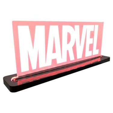Imagem de Luminária Geek Marvel - Base Acrílico Preto - LED Vermelho - MK Displa