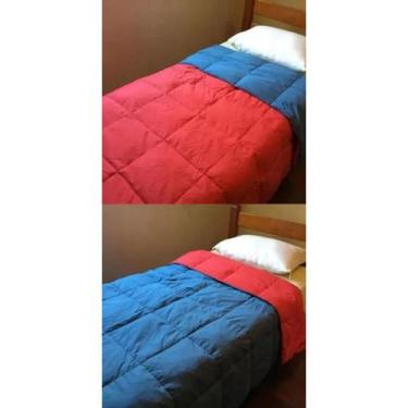 Imagem de Kit 2 Edredons 100% Plumas Solteiro Dupla Face Cores vermelho/azul con