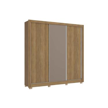 Imagem de Guarda Roupa Casal 3 Portas de Correr e 2 Gavetas c/ Pés CB03M570 Flex Nogueira/Nogueira ou Fendi - Kappesberg