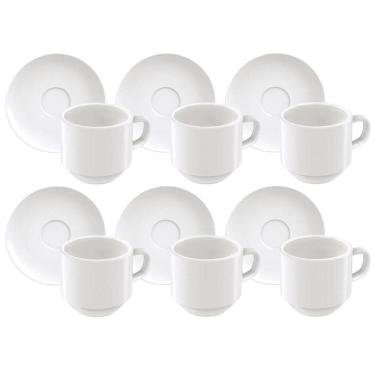 Imagem de Conjunto Xícaras de Café com Pires em Porcelana 100ml Tramontina 12 Peças