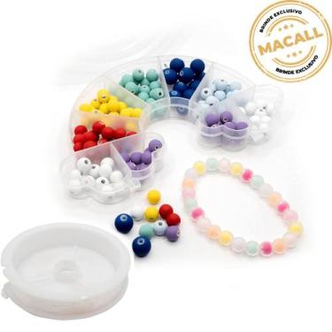 Imagem de Kit Nuvem Arco Íris Bola Emborrachada Miçanga Coloridos 140peças 80g +