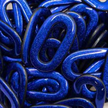 Imagem de Passante Plástico Fivela Oval Azul com Glíter 36x20mm 50pçs 100g - Mac