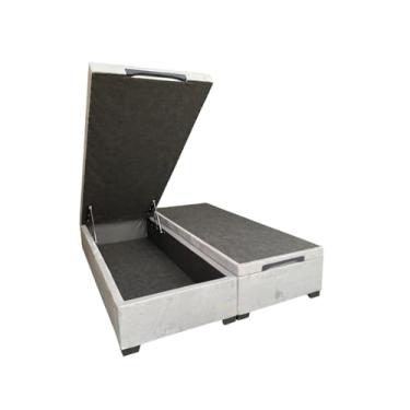 Imagem de Bau Queen Bipartido Blindado Imperium Suede Cinza