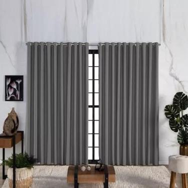 Imagem de Cortina De Luxo Blackout Premium 8,00m X 2,50m Tecido Supremo Para Varão Corta Luz (Cinza Oceano)