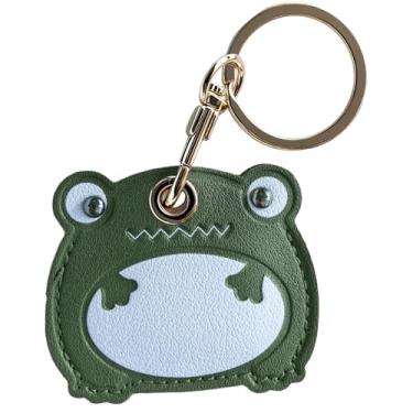 Imagem de Capa protetora de couro compatível com AirTag, GPS Tracker com chaveiro para chaves, crianças, idosos, coleira de animais de estimação, mochilas, bagagem (sapo verde)