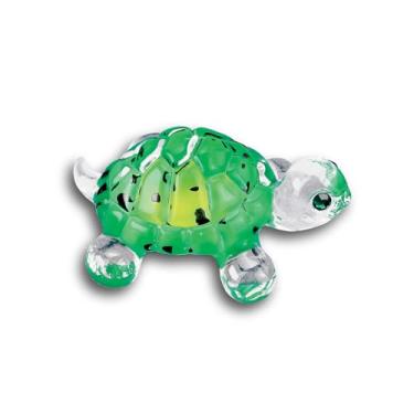 Imagem de Glass Baron Estatueta de vidro de tartaruga verde brilhante, soprada à mão e esculpida com detalhes de cristal austríaco, ornamento colecionável para decoração de casa e mesa de centro de mesa