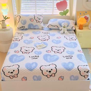 Imagem de ZIQINPSQ Lençol de lã aconchegante casal, ultramacio e felpudo para o inverno, lençol de baixo de veludo de 38 cm (antiestático e quente), urso