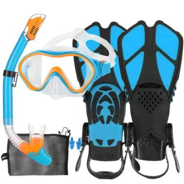 Imagem de Conjunto de mergulho HH HHAO SPORT Kids com máscara, snorkel e barbata