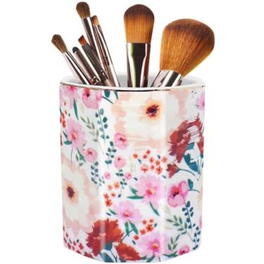 Imagem de LEAZUL Porta-lápis para organizador de mesa, armazenamento de utensílios de escrita de cerâmica, lindo suporte de caneta, copo de caneta, pincel de maquiagem, presente criativo para suprimentos de
