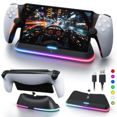 Imagem de APTGAME Charging Stand for PS Portal Remote Player, PS Portal Charging Dock with 7 RGB Light Modes, PS Portal Holder Base PSP Game with Magnetic Connector and USB-C Charging Cable