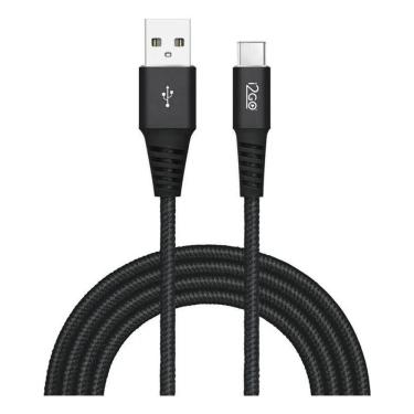 Imagem de 2X Cabo Usb-C I2Go 2M 3A Nylon Trançado Preto