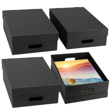 Imagem de AOBOPLE Caixa de armazenamento de fotos, 40,6 x 30,5 x 10,16 cm, caixa de armazenamento protetora para fotos, documentos, obras de arte, bricolage e lembranças, organizador de casa e escritório (4)