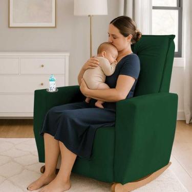 Imagem de Poltrona de Amamentação Balanço Agatha Puff - Silverio Decor, Verde