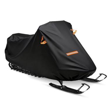 Imagem de Capa para moto de neve trailerable, tecido Oxford durável 300D capa de esqui de trenó à prova d'água com alças refletivas, fundo elástico pode ser reboque (preto G cabe comprimento 330,2 cm x 129,5 cm