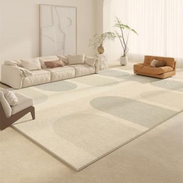 Imagem de Tapetes decorativos em estilo creme para sala de estar, listrados, geométricos, bege, confortável, macio e luxuoso, para quarto (160 x 230 cm (63 x 91 pol.)/AX026-3-D)