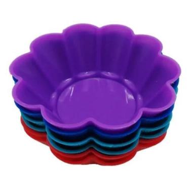 Imagem de Jogo De 6 Forminhas Coloridas Para Cupcake Flor Em Silicone - Ke Home