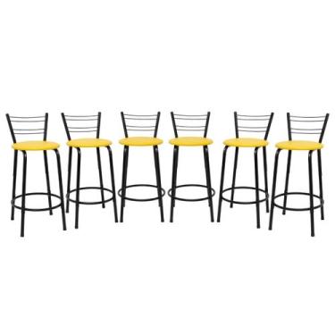 Imagem de Kit 6 Banco Para Balcão Ilha Bistrô Banqueta Flórida Preta 60cm Bar Co