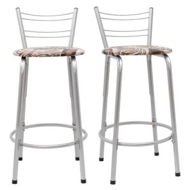 Imagem de Kit 2 Banco Para Balcão Ilha Bistrô Banqueta 60cm Flórida Prata Bar Co