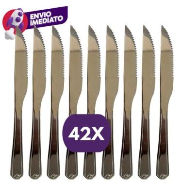 Imagem de Kit Faca Mesa Refeição Inox Premium Jogo Talher Jantar Churrasco Cozin