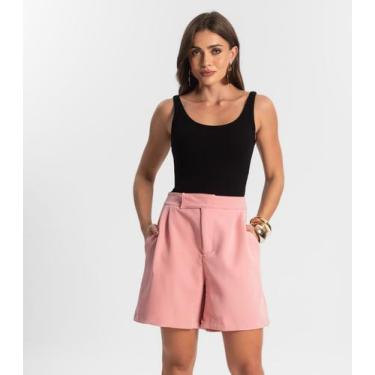 Imagem de Bermuda Feminina Alfaiataria Endless Rosa, M, Rosa