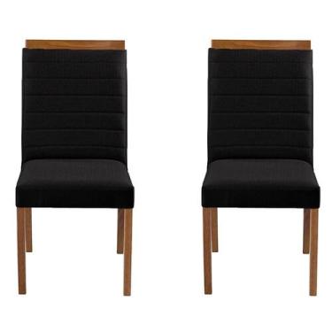 Imagem de Kit 2 Cadeiras Decorativas Sala de Jantar Luxo Sueli Facto Preto - Moz